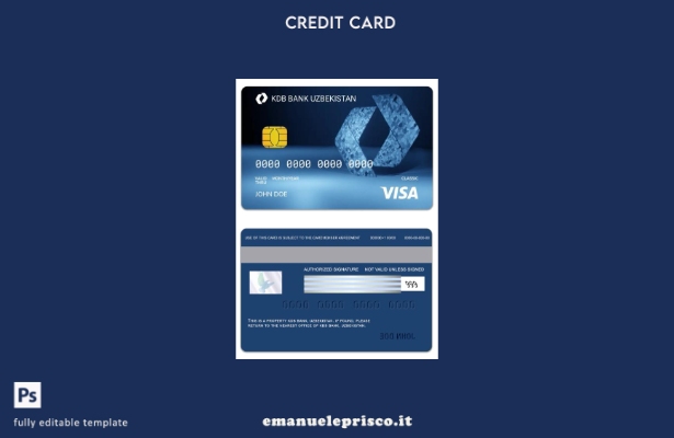 stile verificato Modello di carta classica per visto bancario KDB dell'Uzbekista